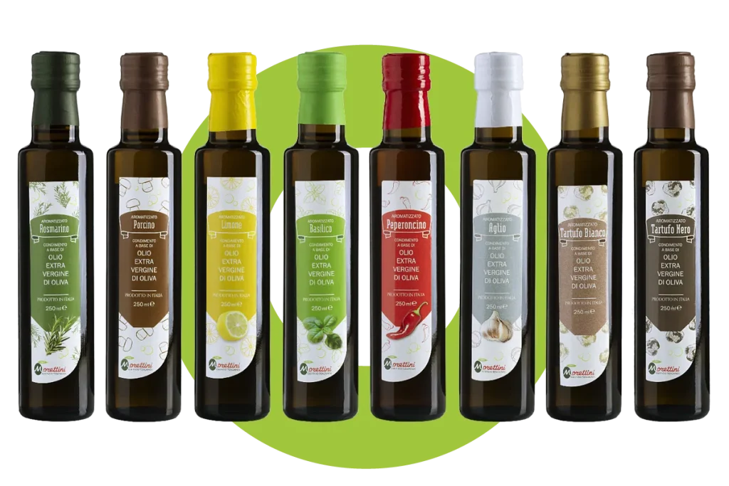 Bottiglie Oli extra vergine di oliva aromatizzati